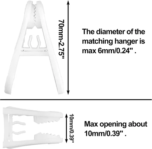 Vista 3 de Clips de plástico para colgar – Paquete de 30 clips multiusos para colgar ropa, clips de dedo para bebés y faldas y pantalones, color blanco