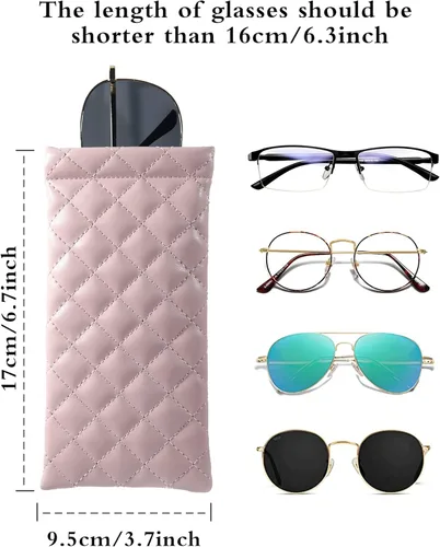 Vista 4 de COMF-PRO Squeeze Top Sunglass Pouch - Portable Sunglass Organizer Pouch Bags Soft PU Leather Glasses 2 Pack
