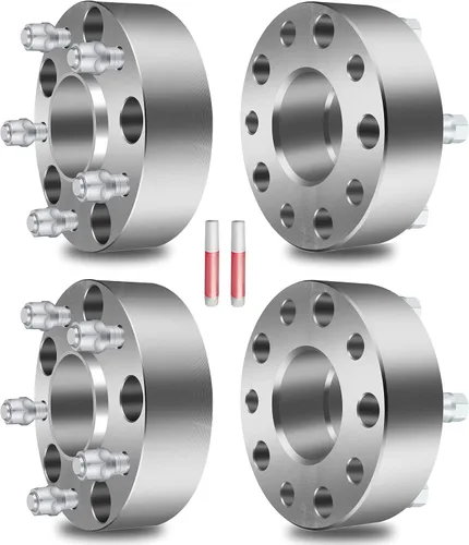 SCITOO 4 adaptadores espaciadores de rueda centrados de 2 pulgadas, 5x5.5 a 5x5.5 5x139.7 3.063 in con rosca de 9/16 pulgadas para espaciador de