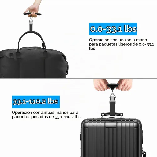 Vista 3 de Báscula digital de equipaje báscula colgante de alta precisión de 110 lb/ 50 kg con retroiluminación ultra portátil, báscula digital de viaje