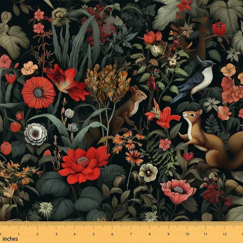 Feelyou Tela de Flores Groovy por Yarda 1 Yarda Niños Retro Floral Boho Tela de Tapicería para Sillas para Niños Niñas Adolescentes Años 70 Hippie