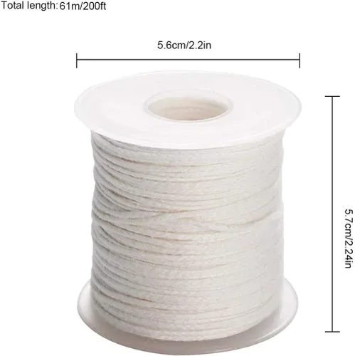 Vista 2 de Mechas de velas de algodón de 200 pies de 24 capas trenzadas, mechas de velas para manualidades