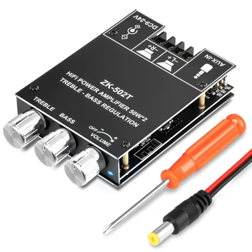 Vista 15 de Daakro 2 placas amplificadoras Bluetooth ZK-1001B, placa amplificador de canal mono de 100 W con función de emparejamiento TWS, CC 7-24 V, entrada