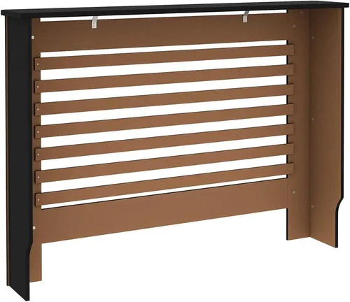 Vista 6 de Cubierta negra para radiador, cubierta de calentador de MDF, para gabinete, accesorios de calefacción, accesorios de calefacción, decoración de Negro