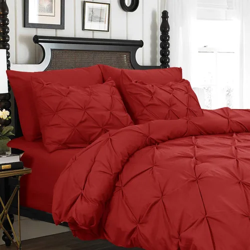 Vista 6 de Elegant Comfort Juego de funda de edredón de microfibra ultrasuave con cierre de botón plisado de 2 piezas, resistente a las arrugas, decoración