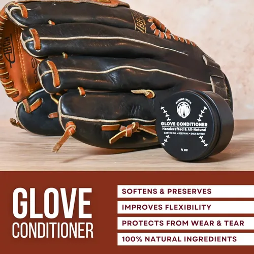 Vista 2 de Rhino Wax - Baseball Glove Conditioner - Condition Ball Mitts or Softball Gloves with Premium Leather Mitt Balm - Deeply Moisturizes, Speeds up