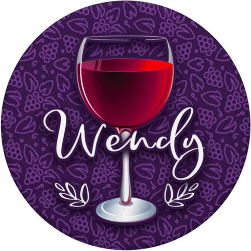 Vista 3 de Copa de vino con el nombre de Wendy Red Purple Wine Glass Vino Wine Lover – PopSockets Grip and Stand for Phones and Tablets