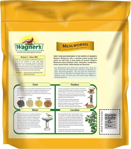 Vista 2 de Wagner's 58005 Mealworms - Alimento para aves silvestres, bolsa de 18 onzas (paquete de 2)