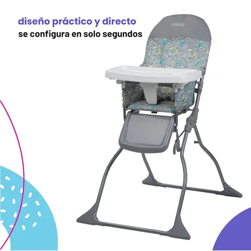 Vista 6 de Cosco Silla alta simple plegable para bebé, Silla alta plegable simple, diseño conveniente, ligero y compacto, Comet