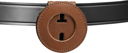 Vista 5 de Perfect Fit Shield Wallets Soporte para insignia de cinturón de Texas Ranger con cadena para el cuello y clip para cinturón de cuero marrón
