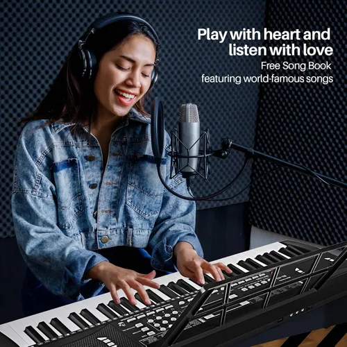 Vista 8 de Belens 61 Keys Electronic Digital piano, portable Keyboard piano with built-in speaker and microphone, Sheet Stand and Power Supply,keyboard piano