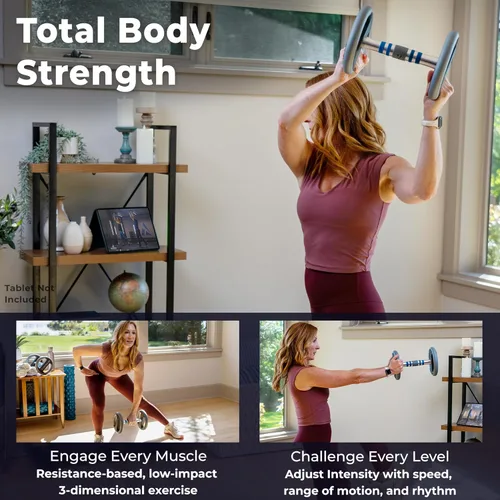 Vista 2 de Teeter Bell Multi-Grip Weight & Workout App - Mancuernas, pesas rusas y pelota medicinal todo en uno, cardio de bajo impacto y tonificación