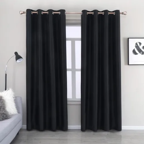 Vista 10 de GYROHOME Cortinas opacas de seda sintética con forro negro, cortinas sólidas para tratamiento de ventanas para dormitorio, sala de estar