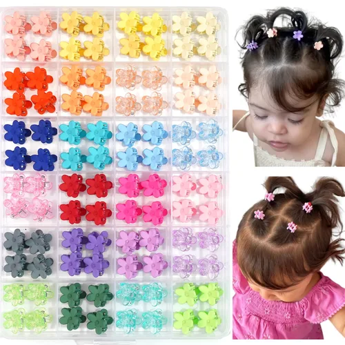CÉLLOT 96 piezas de flequillo para el pelo de niñas pequeñas, mini pinzas para el cabello, accesorios para el cabello para niñas, adolescentes,
