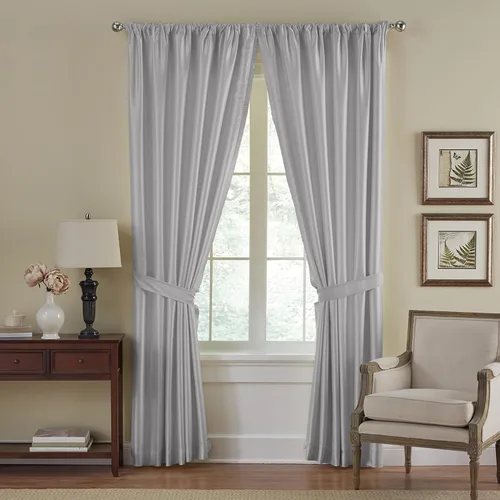 Vista 11 de Elrene Home Fashions - Cenefa de ventana en cascada para oscurecer la habitación Versailles de poliéster imitación de seda, accesorio para ventanas