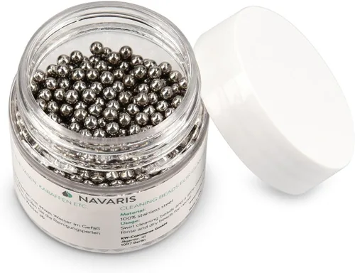 Vista 5 de Navaris 1000 cuentas de limpieza para decantadores, bolas de limpieza reutilizables de acero inoxidable para botellas de vino, decantadores