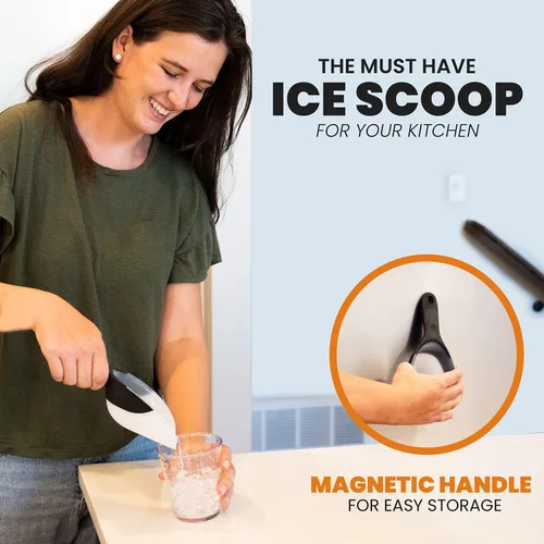 Vista 2 de Spring Chef Cuchara de hielo magnética para congelador, cuchara de palomitas de maíz de plástico flexible sin BPA con mango de agarre suave, cuchara