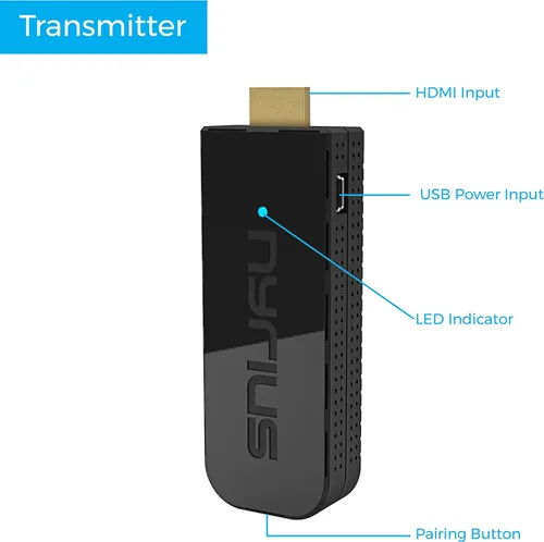 Vista 5 de Transmisor y receptor de video HDMI inalámbrico Aries Pro+ para transmitir video de 1080p hasta 165 pies desde laptop, PC, caja de cables, consola
