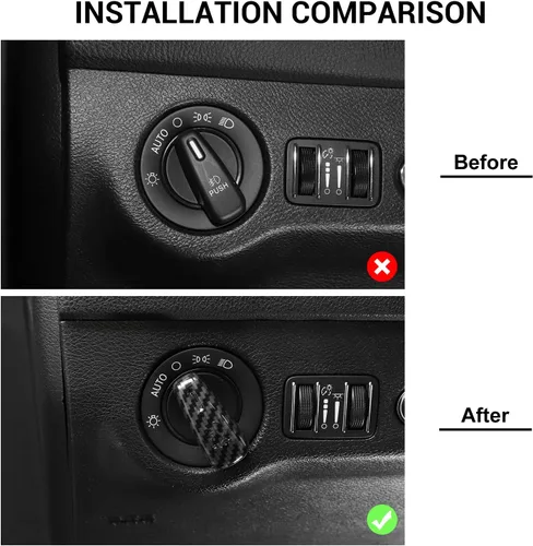 Vista 7 de Jimen para Dodge Challenger 2015+, para Dodge Charger 2010+, para Dodge Durango 2011+, Cubierta de botón de interruptor de faro de recorte