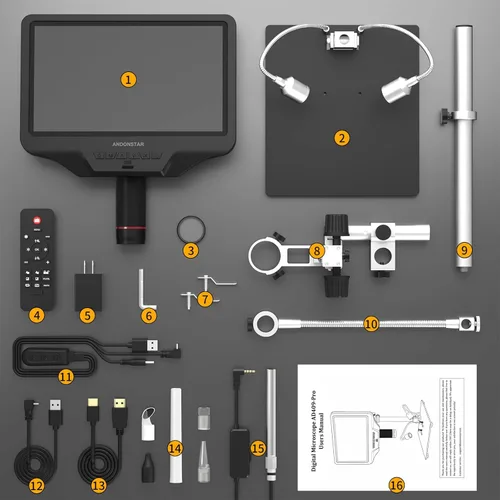 Vista 9 de Andonstar AD409-Pro ES - Microscopio digital HDMI de 10.1 pulgadas para adultos con endoscopio, cámara de microscopio de soldadura con soporte