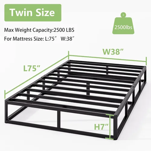Vista 3 de Sosain Base de colchón Twin Box Spring de 7 pulgadas de alto perfil, resistente, fácil de montar, resistente, soporte extra fuerte, sin ruido, fácil