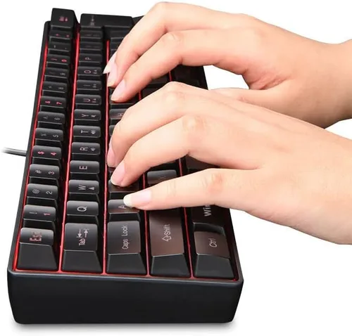 Vista 2 de DGG Teclado K60 61 teclas RGB retroiluminado 60 con cable ergonómico impermeable mini compacto 60 de sensación mecánica para PC Mac PS4 Xbox Gamer