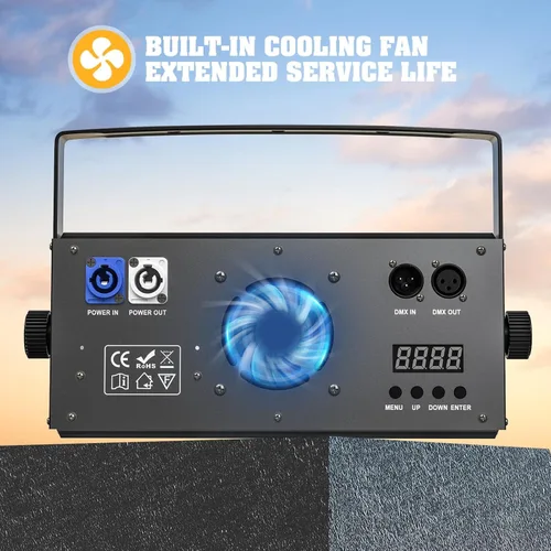 Vista 4 de Luces de escenario SEBRUANC de 200 W, 2 en 1, focos COB blancos cálidos y fríos, luces LED Par con luz de audiencia automática