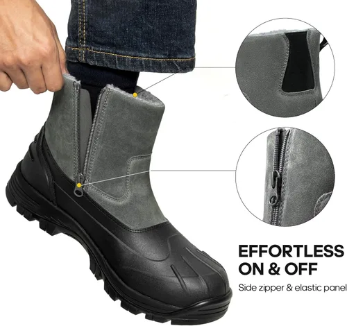 Vista 2 de NORTIV 8 Botas de nieve de invierno para hombre, impermeables, aisladas, sin cordones