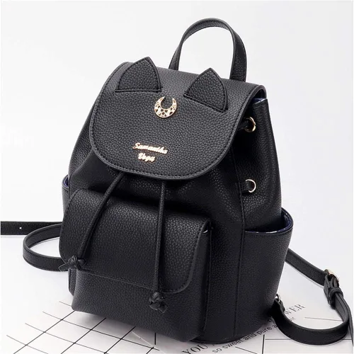 Vista 2 de Lindas mochilas de moda con diseño de luna y gato, para mujer, Negro -, Mochilas de día