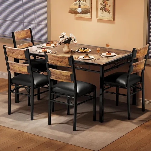 Vista 10 de Garvee Juego de 2 mesas de comedor de madera para 2 con sillas tapizadas, juego de 2 sillas de mesa de cocina con protector de esquina, juego