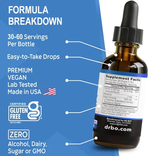 Vista 8 de Liquid Melatonin Kids Sleep Aid - Sleep Magic Kids Melatonin Liquid 3mg Berry Drops, D3, L Theanine - Children's Sleeping Aids, Natural Calm