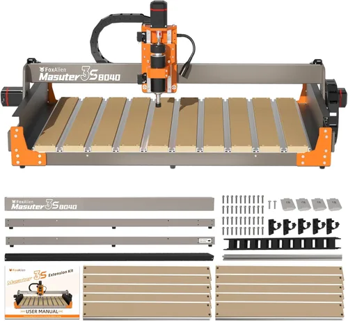 FoxAlien 3S 8040 Kit de Extensión del Eje X con Tablero de Derroche Híbrido de Ranura en T para la Máquina de Router CNC Masuter 3S, para Grandes
