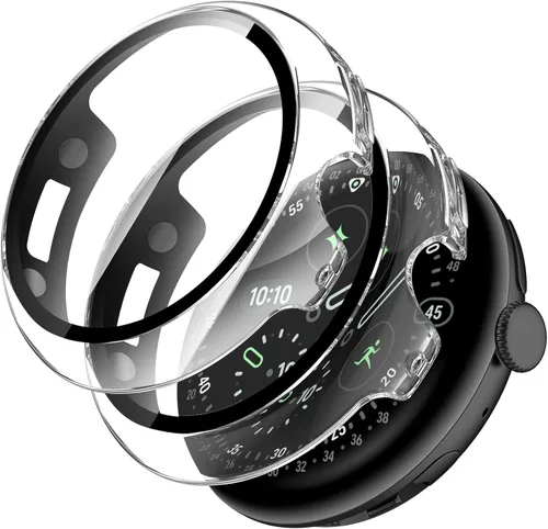 Vista 13 de Miimall Funda compatible con Google Pixel Watch con protector de pantalla integrado, carcasa de TPU suave antihuellas, cobertura completa
