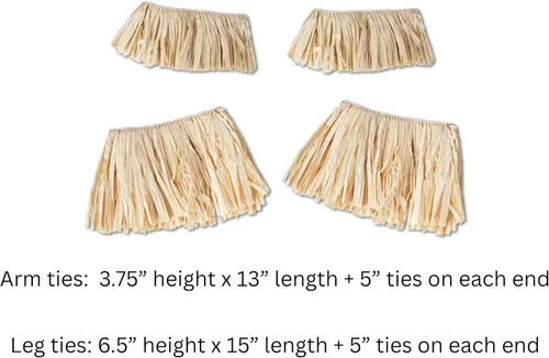 Vista 2 de Lazos de rafia para brazos y piernas (natural) accesorio de fiesta (1 unidad) (4/paquete)