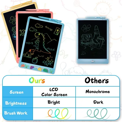 Vista 6 de Tableta de escritura LCD para niños, tableta de dibujo de 10.5 pulgadas, tablero de garabatos, almohadillas de dibujo electrónico coloridas