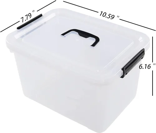 Vista 2 de Caja de almacenamiento transparente de 5 litros, caja de plástico con cierre de 4 unidades con tapa