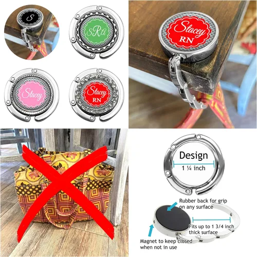 Vista 7 de Flower Medallion Badge Reel (8 Colors) - Retractable Id Holder Personalized with Name, Monogram, Occupation Title - Nurse Gift