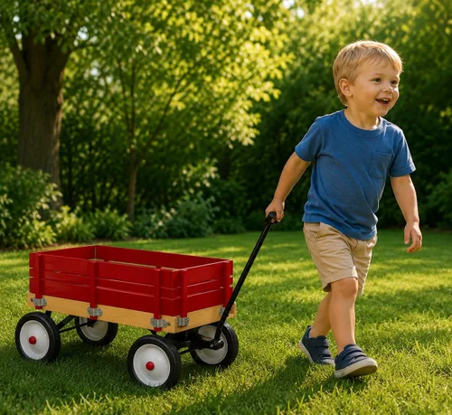 Vista 4 de Quadrapoint Tapacubos compatible con la popular marca Red Wagon para carros de acero y madera, solo 1/2 pulgada roja