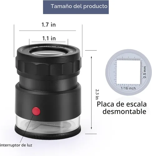 Vista 5 de Lupa de joyería 30X con 7 luces, lupa de mano plegable recargable por USB con linterna de evaluación de jade para evaluación de joyas, monedas