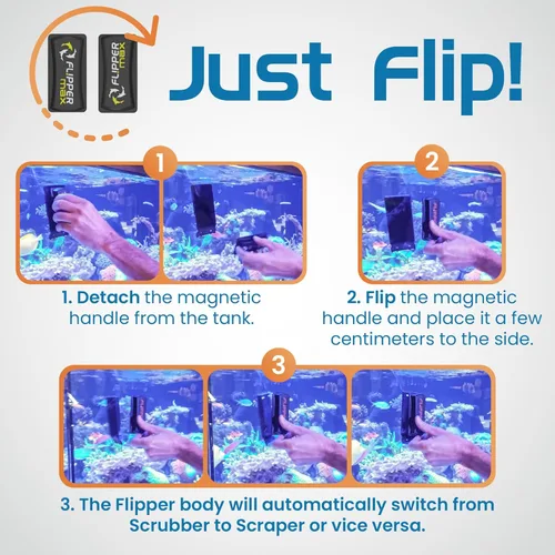Vista 6 de FL!PPER Flipper - Limpiador magnético de vidrio para acuario y accesorios para peceras, removedor de algas sin esfuerzo para peceras (máx.)