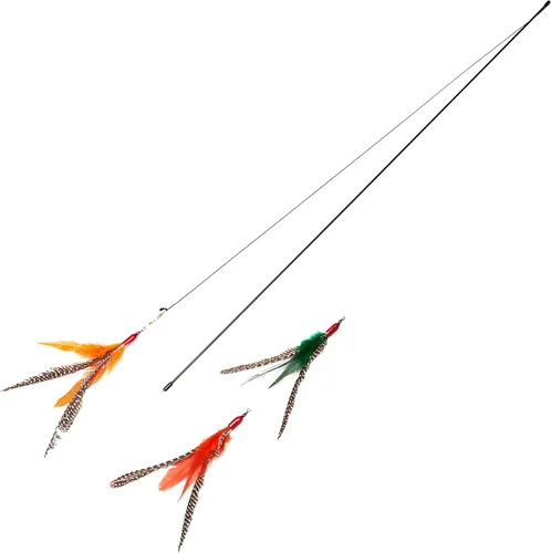 GoCat Da Bird - Juguete para gatos con caña y plumas, hecho a mano en los Estados Unidos (3 pájaros)