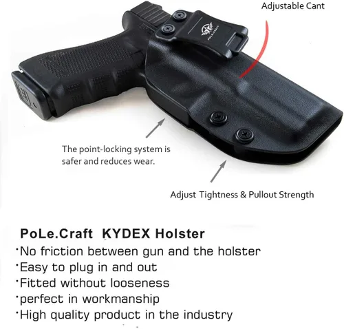 Vista 3 de POLE.CRAFT IWB Funda Kydex de ajuste personalizado: Glock 17 (Gen 1-5) / Glock 22 Glock 31 (Gen 3-4) Pistola – Transporte interior de la cintura