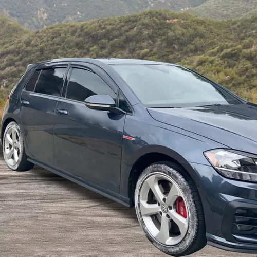 Vista 2 de Visera de ventana compatible con VW Golf MK7 2015-2019, humo acrílico teñido y semitransparente, protector de sombra de lluvia, deflector de aire