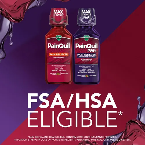 Vista 9 de Vicks PainQuil & PainQuil PM - Líquido para aliviar el dolor, 1000 mg de acetaminofeno, 2 x 12 oz