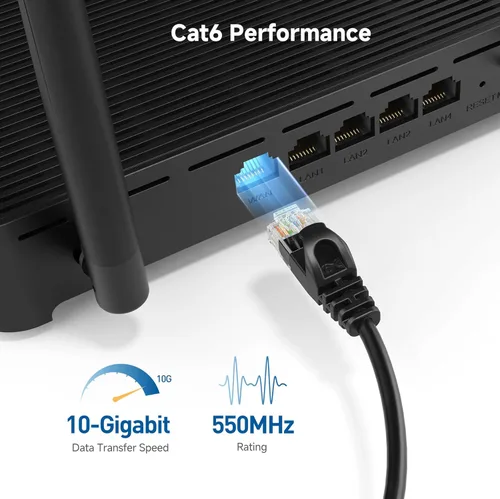 Vista 3 de Cable Matters - Cable Ethernet Cat 6 sin enganches de 10 Gbps, cable Ethernet corto de 1 pie, perfil delgado, cable Cat 6, cable Ethernet delgado