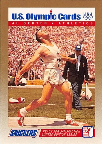 Autograph Warehouse 675659 Al Oerter 1992 Snickers USA Olympic No.9 Track Field Athlete Kansas Jayhawks Trading Card
