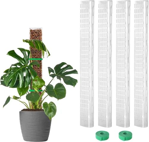 Vista 10 de EOX 2 postes de musgo de plástico de 24 pulgadas para Monstera, postes grandes en forma de D para plantas trepadoras, funcionan con musgo esfagnum