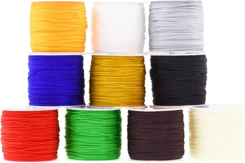Vista 9 de Mandala Crafts Cordón de Satén de Nylon para Fabricación de Joyas - 1mm 109 Yardas Cuerdas de Nylon Champagne Rattail Cordón de Nudo Chino
