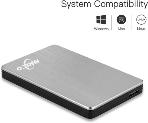 Vista 2 de NRICO Disco duro externo portátil de 250 GB USB 3.0 HDD de 2.5 pulgadas de almacenamiento compatible con PC, Mac, escritorio, PS4 (250 GB, gris)