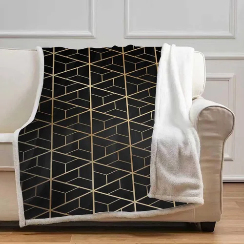 Vista 32 de Beige Cobijas Calientes para Invierno Geometry Lattice Line Modern Shaggy Blanket Decorative for Sofa, Couch, Bedroom Small Size 31.5In x 47In
